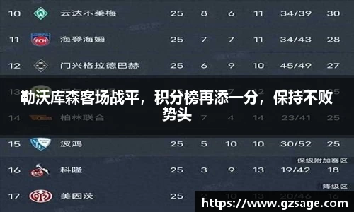 勒沃库森客场战平，积分榜再添一分，保持不败势头