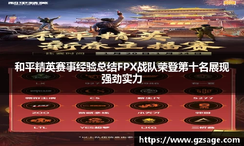 和平精英赛事经验总结FPX战队荣登第十名展现强劲实力