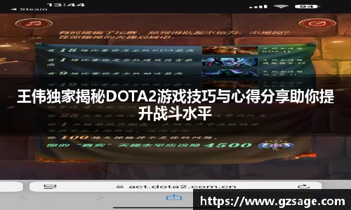 王伟独家揭秘DOTA2游戏技巧与心得分享助你提升战斗水平